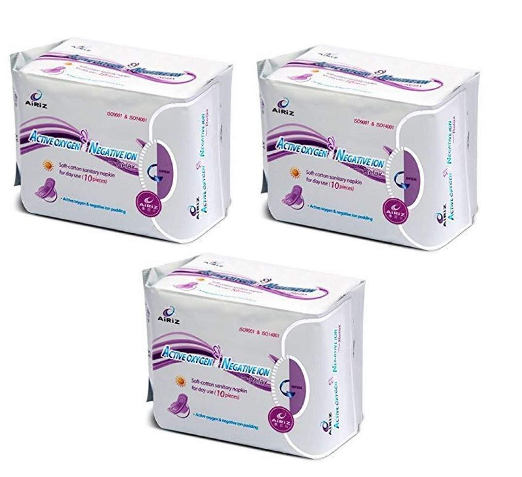 AIRIZ pranali enterprise AiRiZ ACTIVE OXYGEN & NEGATIVE ION RELAX SOFT COTTON SANITARY NAPKIN FOR Day USE -(30 Pads in 3 Pack) Sanitary Napkin/Pad