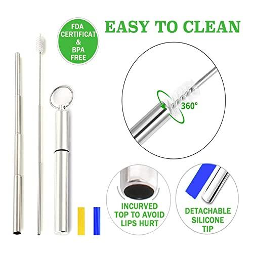 ANAB GI ANAB GI Reusable Metal Straws Collapsible Stainless Steel Drinking Straw Portable Telescopic Straw with Case and Brush