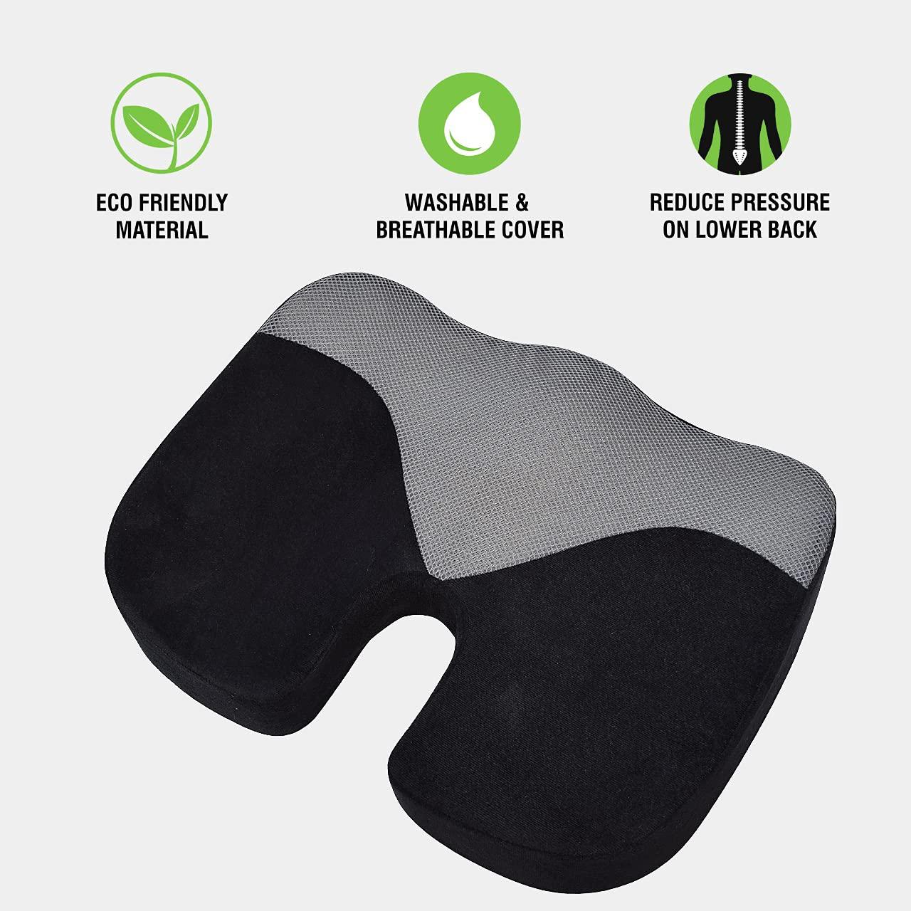 BIG-BEN BIG-BEN OREST Donut Pillow/Tailbone Pain Relief/Comfort PU Foam/Sciatica/Orthopedic/Hemorrhoids for Sitting (Up to 100 Kg: Standard) (Black & Grey PU Foam, Up to 100 Kg: Standard)