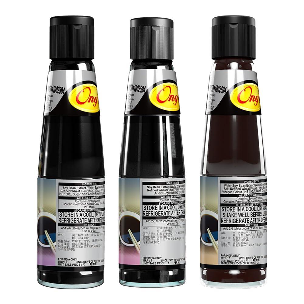 ONG\'S ONG\'S Dark Soya Sauce| Light Soy Sauce | Teriyaki Sauce (210 ml each) | combo pack of 3 | product of Singapore |