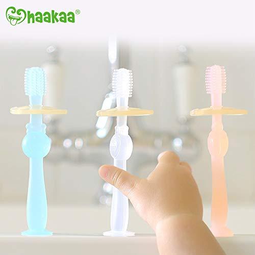 haakaa haakaa 360ø Silicone Baby Toothbrush Teether with Suction Base Infant Toothbrush Training Massage.