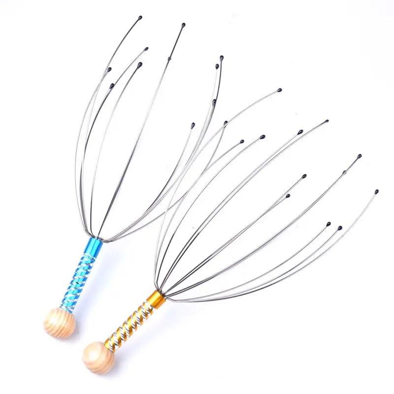 Acupunctoreum Acupunctoreum acupressure Scalp Massagers For Hair Stimulation and Stress Relief Handheld Head Massage Tingler Finger Rings - 2 head massagers And 2 Finger Rings.