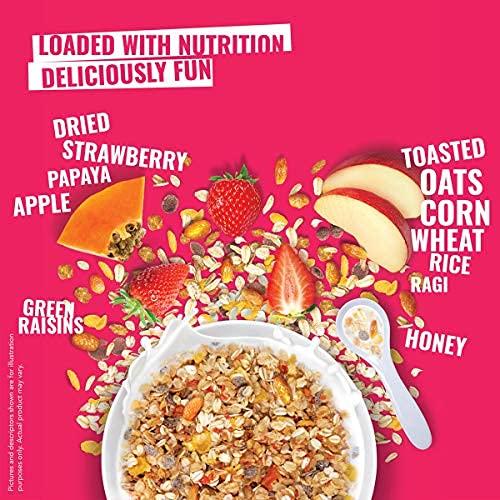 ASAP ASAP Wholegrain High Protein Breakfast Muesli, 83% Strawberry, Raisins, Dried Papaya, Apple, & 5 Toasted Grains, Omega-3 & Rich in Fibre 420 Gm