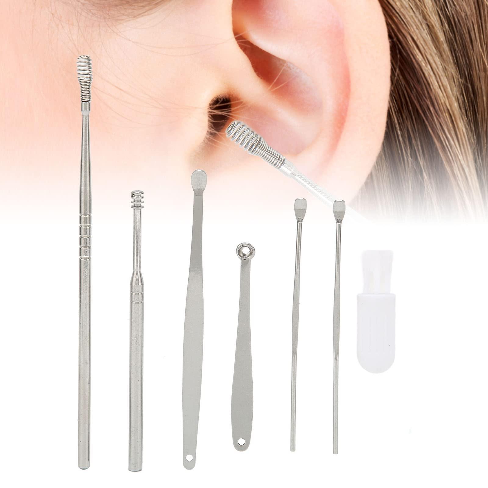 Ironctic Ear Pick, Spring Earwax Cleaner Tool Set Stainless Steel Safe Exquisite for Ear Cleaning