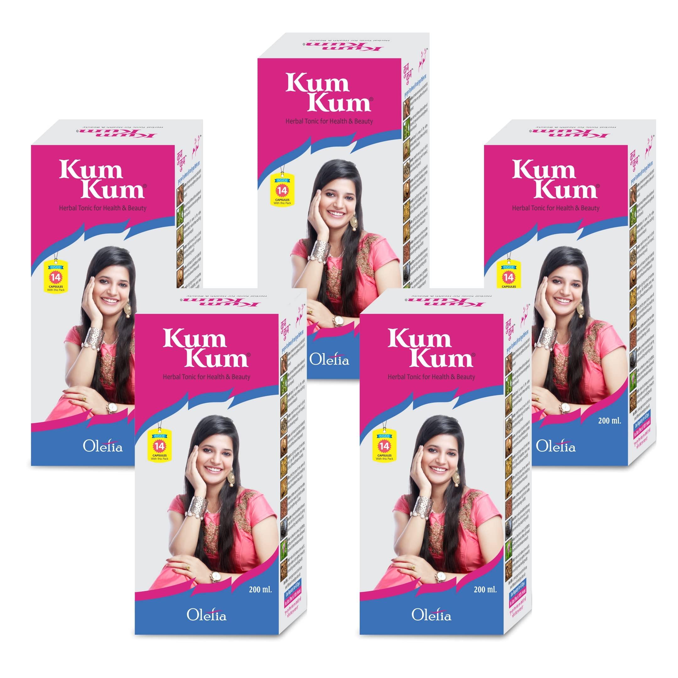 Kum Kum Kum Kum Syrup A Herbal Formulation For Female Uterine Problems, Health & Beauty Tonic, 200 Ml (Pack Of 5)