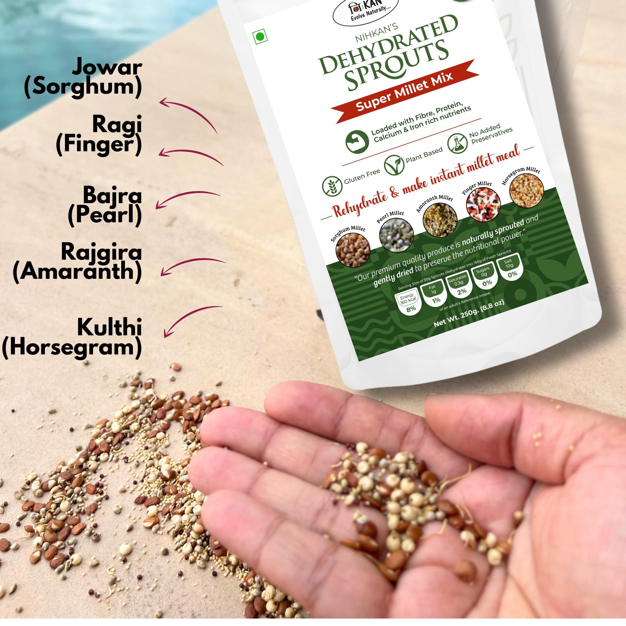 NIHKAN NIHKAN Multi Millet Sprouts | Ready to use Sprouted millet grains | No need of Pre soaking | Use instantly for cooking | 100% Natural No Preservatives (250 g, 1)