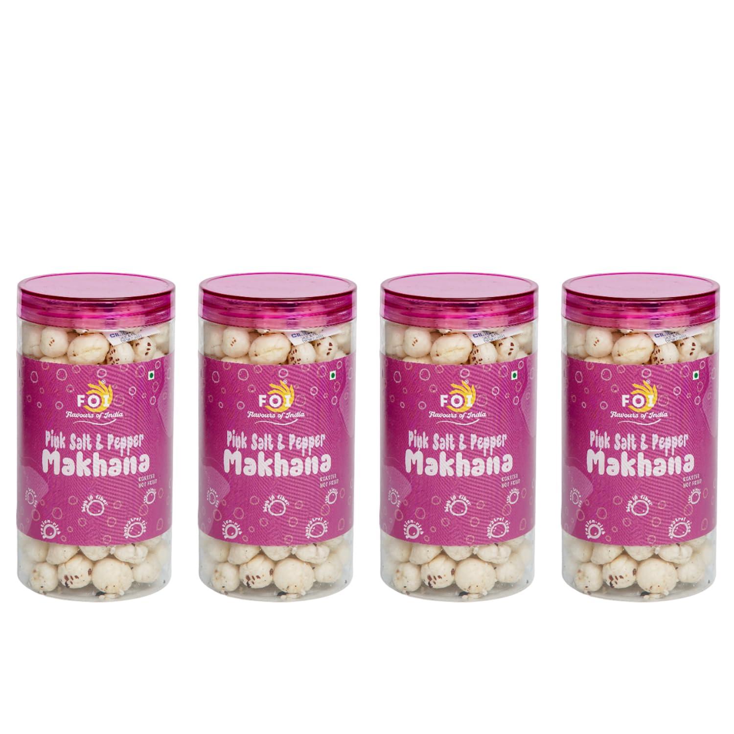 FOI Flavours of India FOI Flavours of India Makhana - Pink Salt & Pepper Medley: Healthy Snack, Crunchy & Exquisite (Pack of 4)-75gm