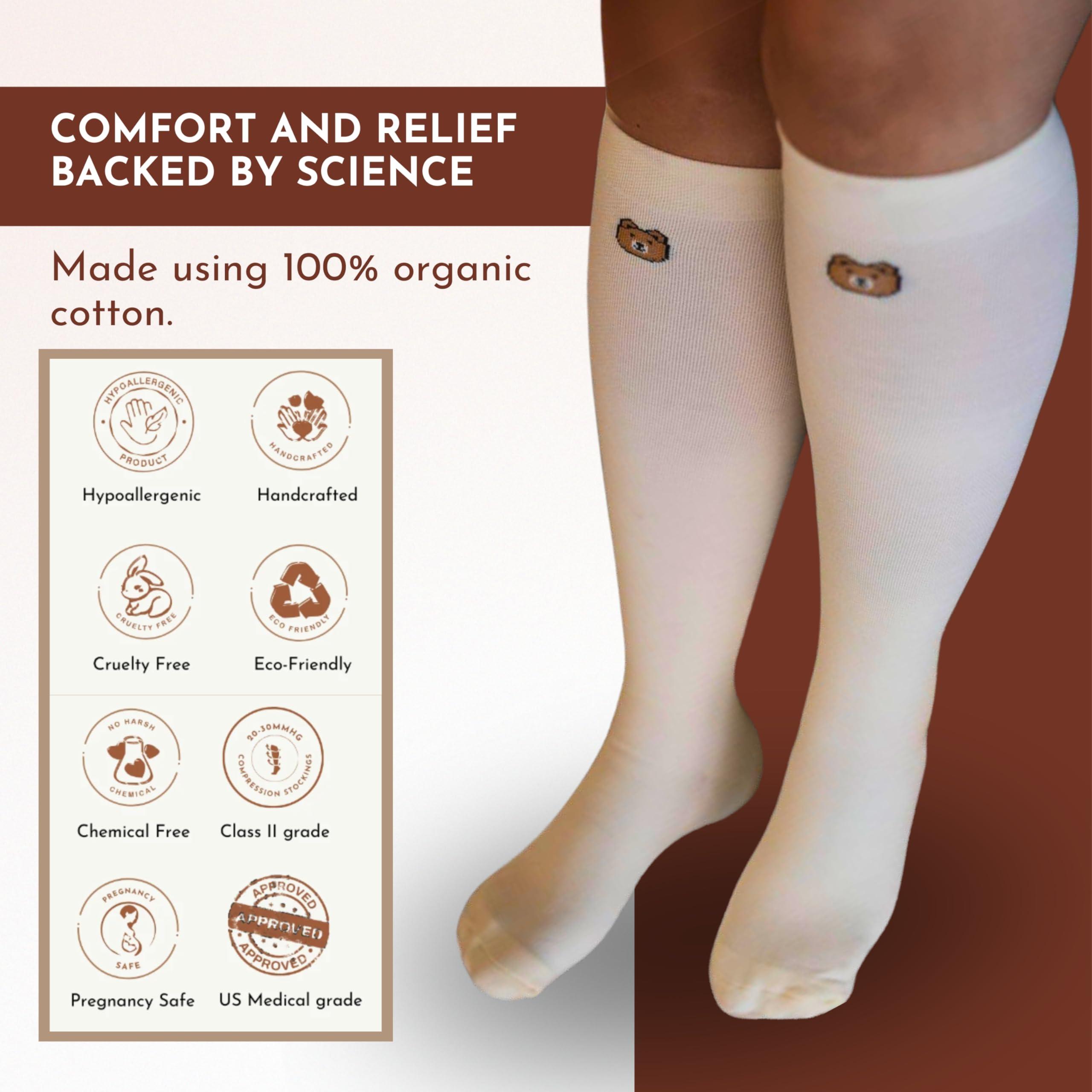 GLOMAMA GLOMAMA Compression Stockings for Pregnant women(Below knee) | Medical compression socks 20-30 mmhg with Firm Support | Pain Relief, Shin Splints & Swelling | Varicose veins | Maternity | Pregnancy