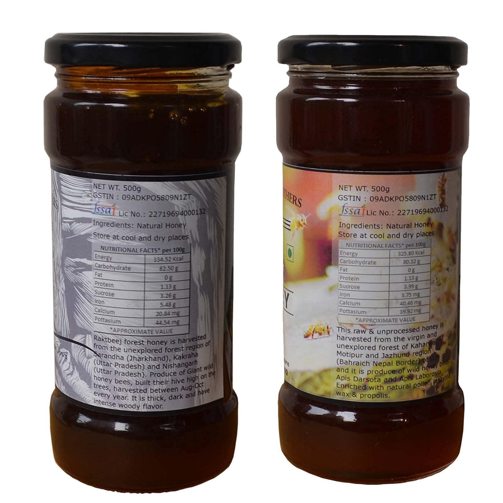 Royal Bee Brothers Wild Forest Raw Honey | Produce of Wild Honey Bee | 100% Pure & Natural, Unprocessed, Unheated, Unadulterated