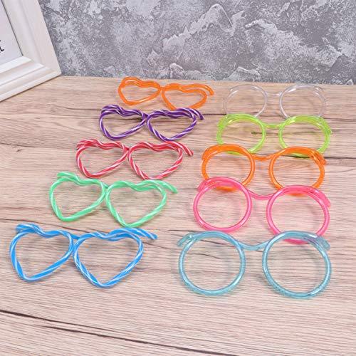 TOYANDONA TOYANDONA Fun Drinking Straw Eye Glasses 20 Pcs DIY Straw Tube Sets Flexible Crazy Straws Glasses for Kids Adult Party Birthday, Wedding, Bar Party Favors