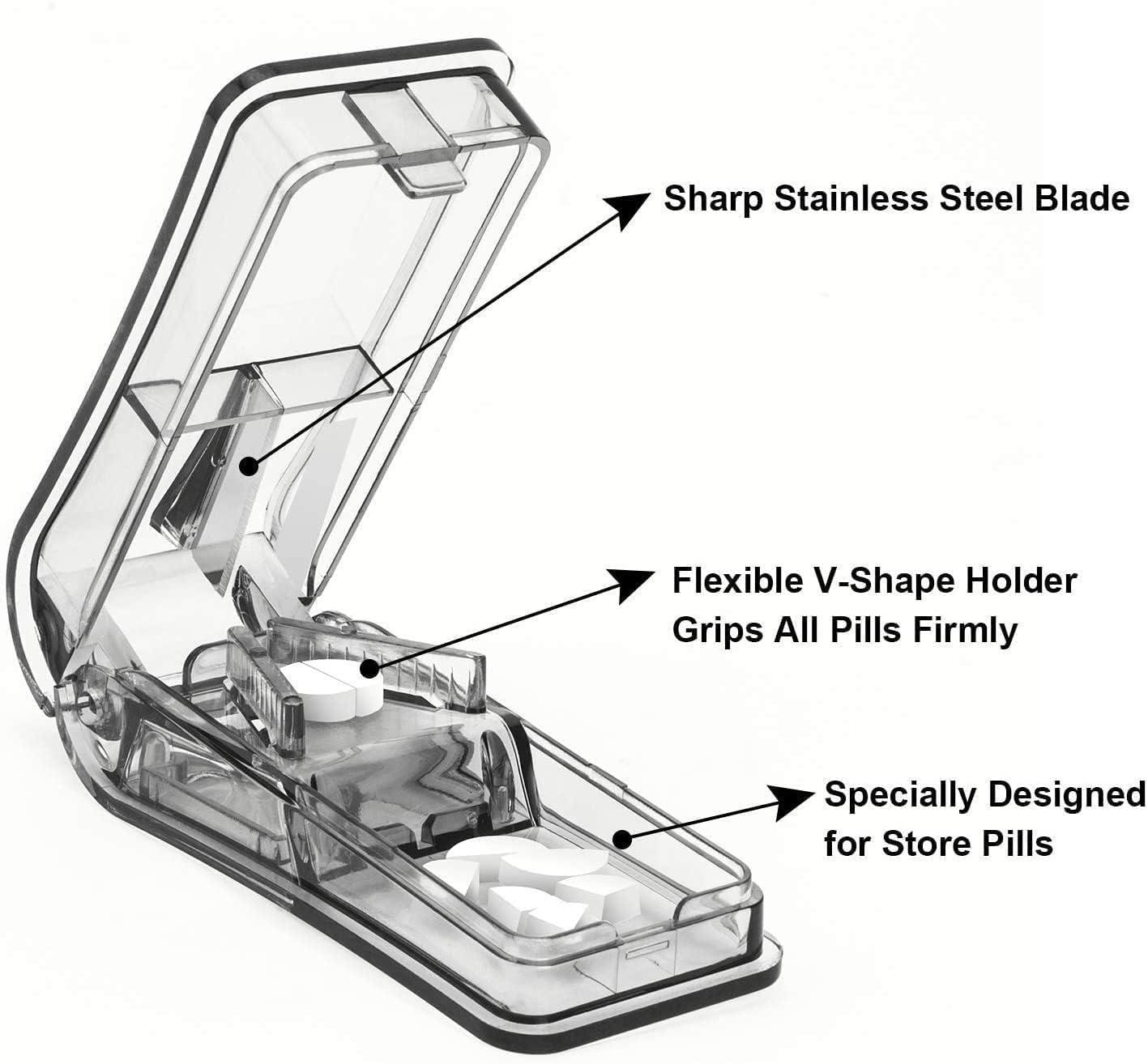 FANSTINOW Pill Splitter. The Best Pill Cutter Ever! Design in The USA. Doubles as a Pill Box. Excellent Pill Splitter with Keychain Pill Holder