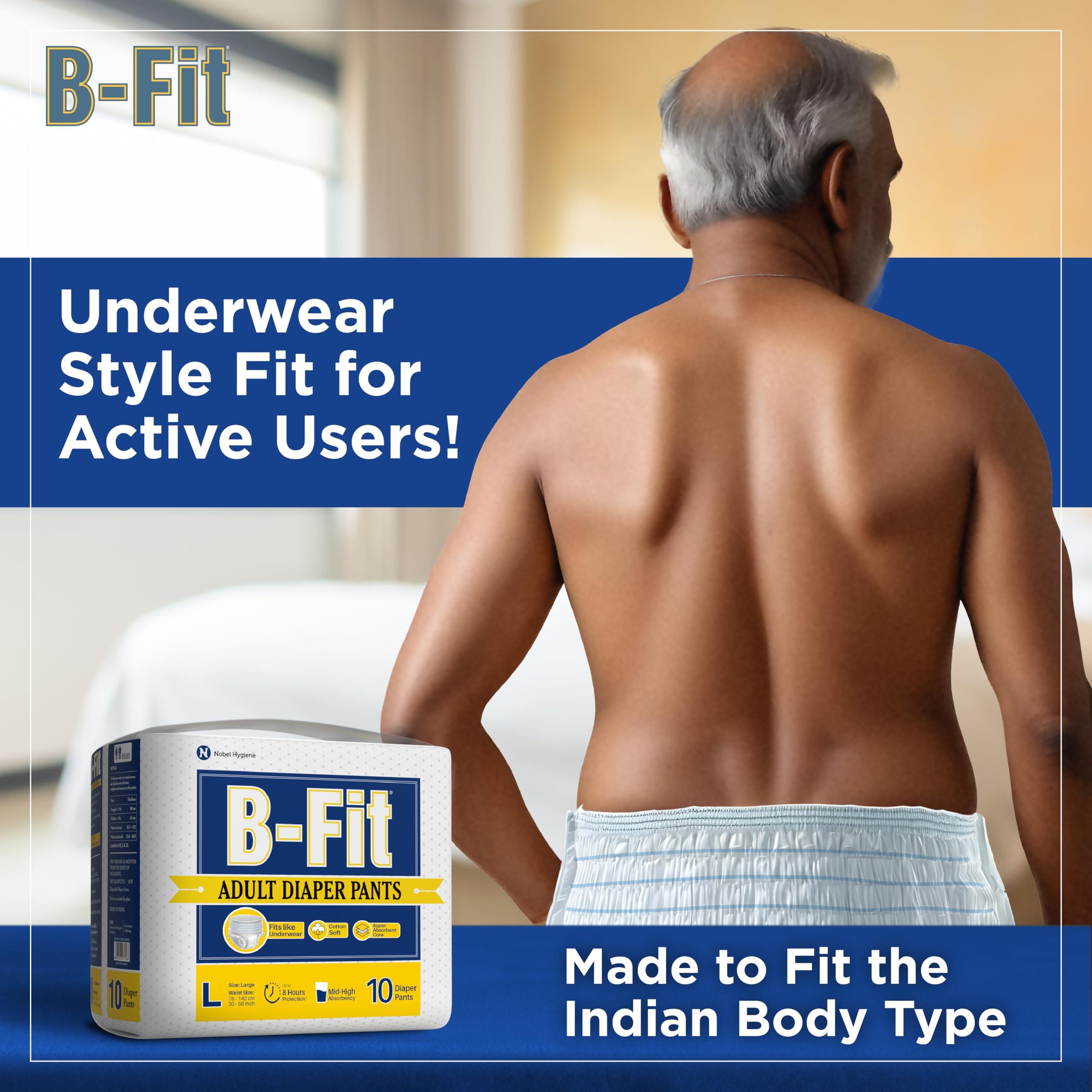 B-FIT B-FIT Adult Diapers Pant Style (Large) 80 Count, Unisex, Leakproof, Elastic Waist, Wetness Indicator, Waist Size 30-56 Inch ; 76-142 cm