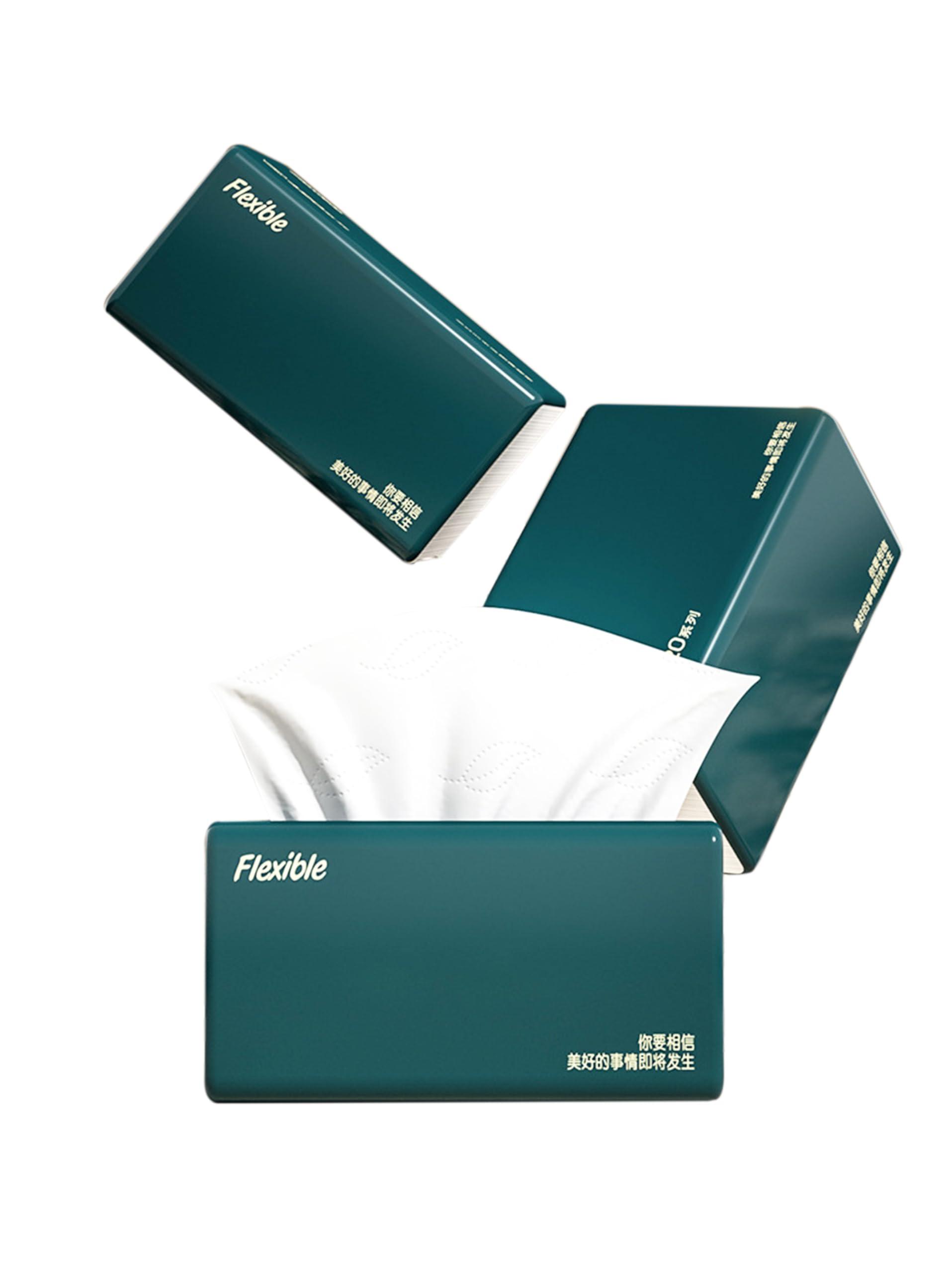 Orange Paper Orange Paper 4 Ply bamboo pulp Facial Tissue Soft Pack, Car Tissue Refill, Disposable Facial Tissues, Face Towel, Tissues Travel Size Pack for Car, 70 Pulls per pack (4 PLY - Pack of 3)