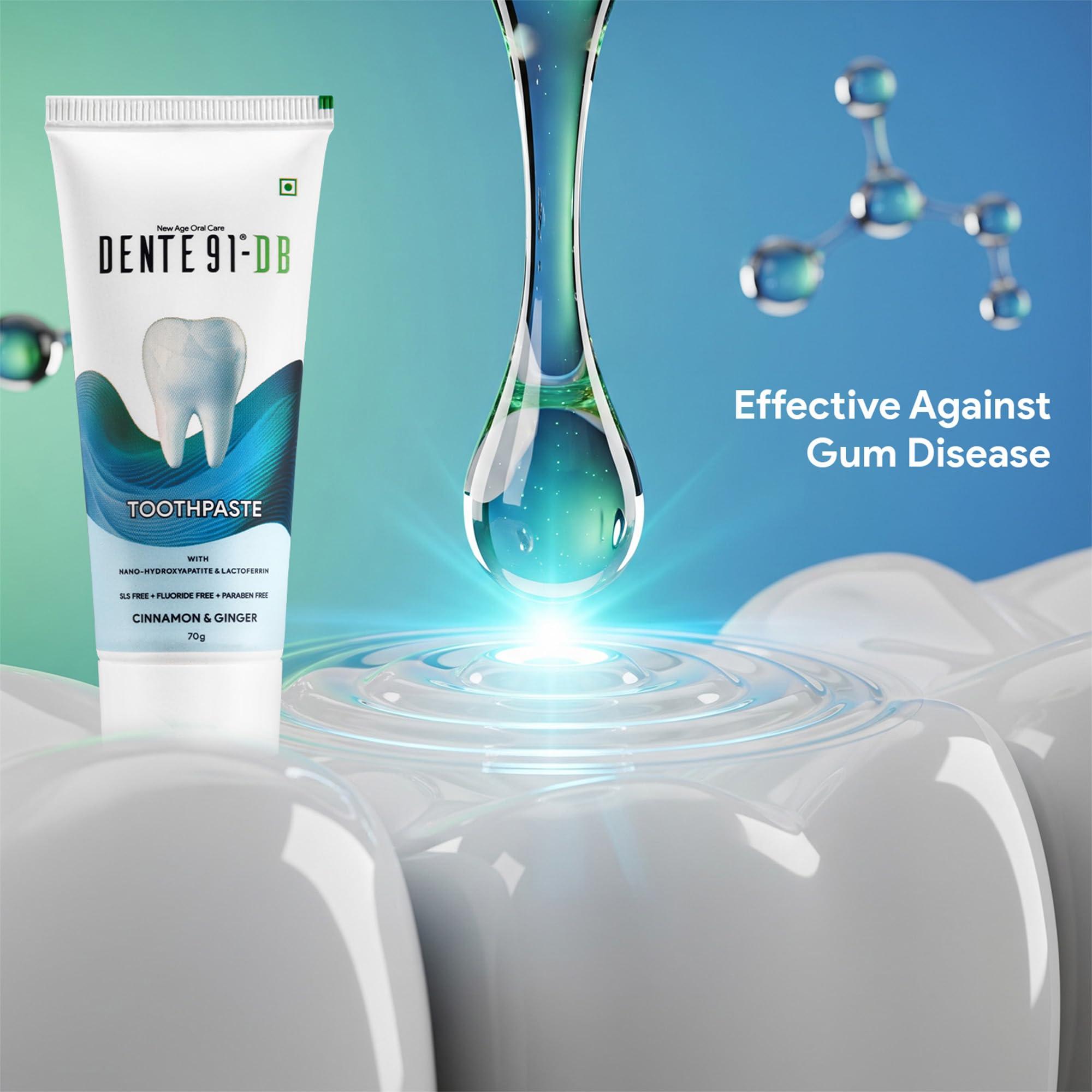 DENTE91 Dente91 DB Toothpaste| Sensitivity Relief | Repairs Cavities | Fights Gum Disease | Reduces Bad Breath | Strengthens Enamel | SLS free | Fluoride free | Paraben free, Pack of 1, 70g