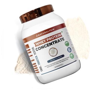NATURALTEIN NATURALTEIN Natural Whey Protein Concentrate Coconut - 1 kg (Naturally flavored, Non GMO, No Artificial Sweeteners)