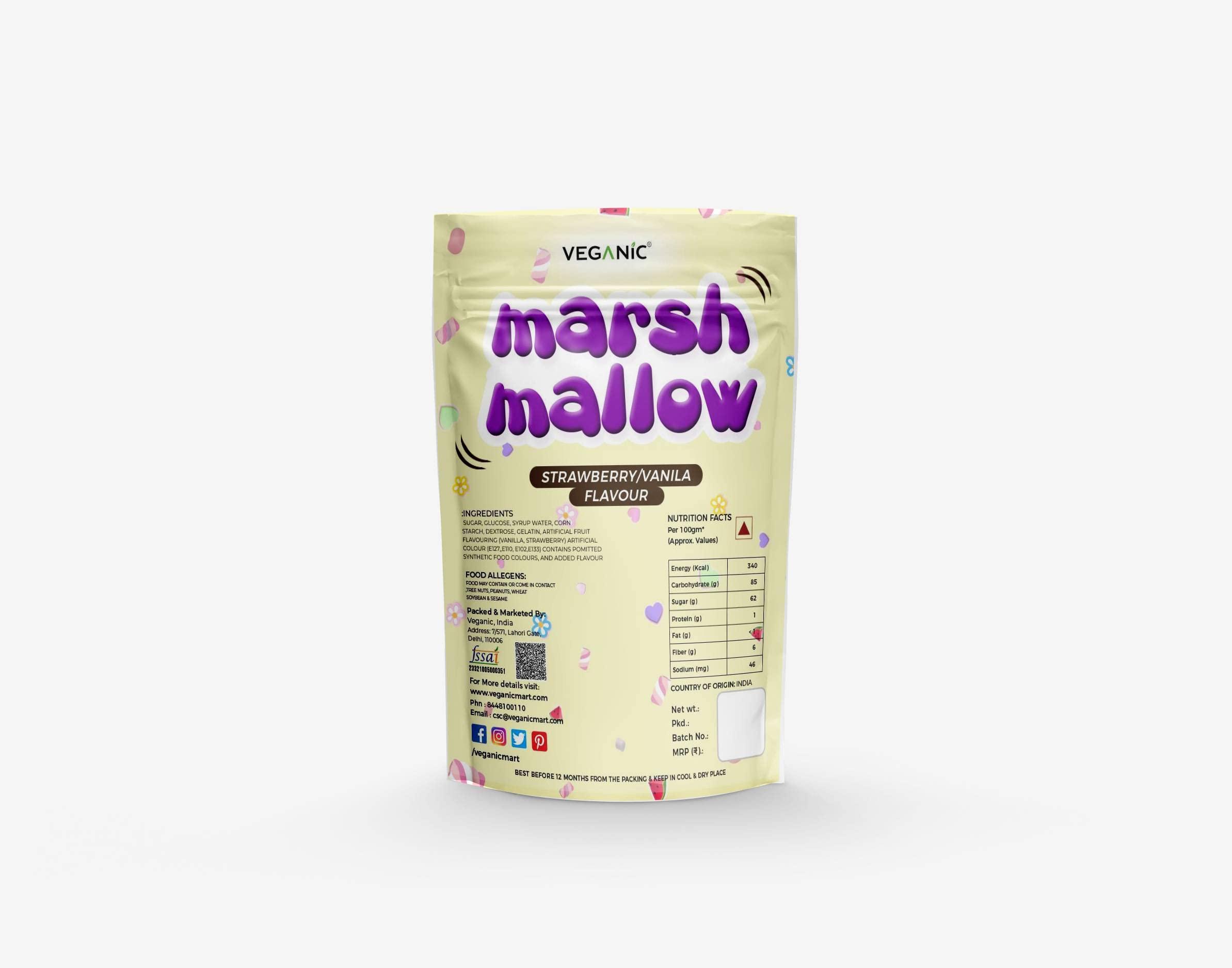 Veganic Veganic Rainbow Flower Shape Marshmallows -175 g (80 Pieces) | Strawberry/Vanilla Flavor | Marshmallow Candy For Kids And Audlts