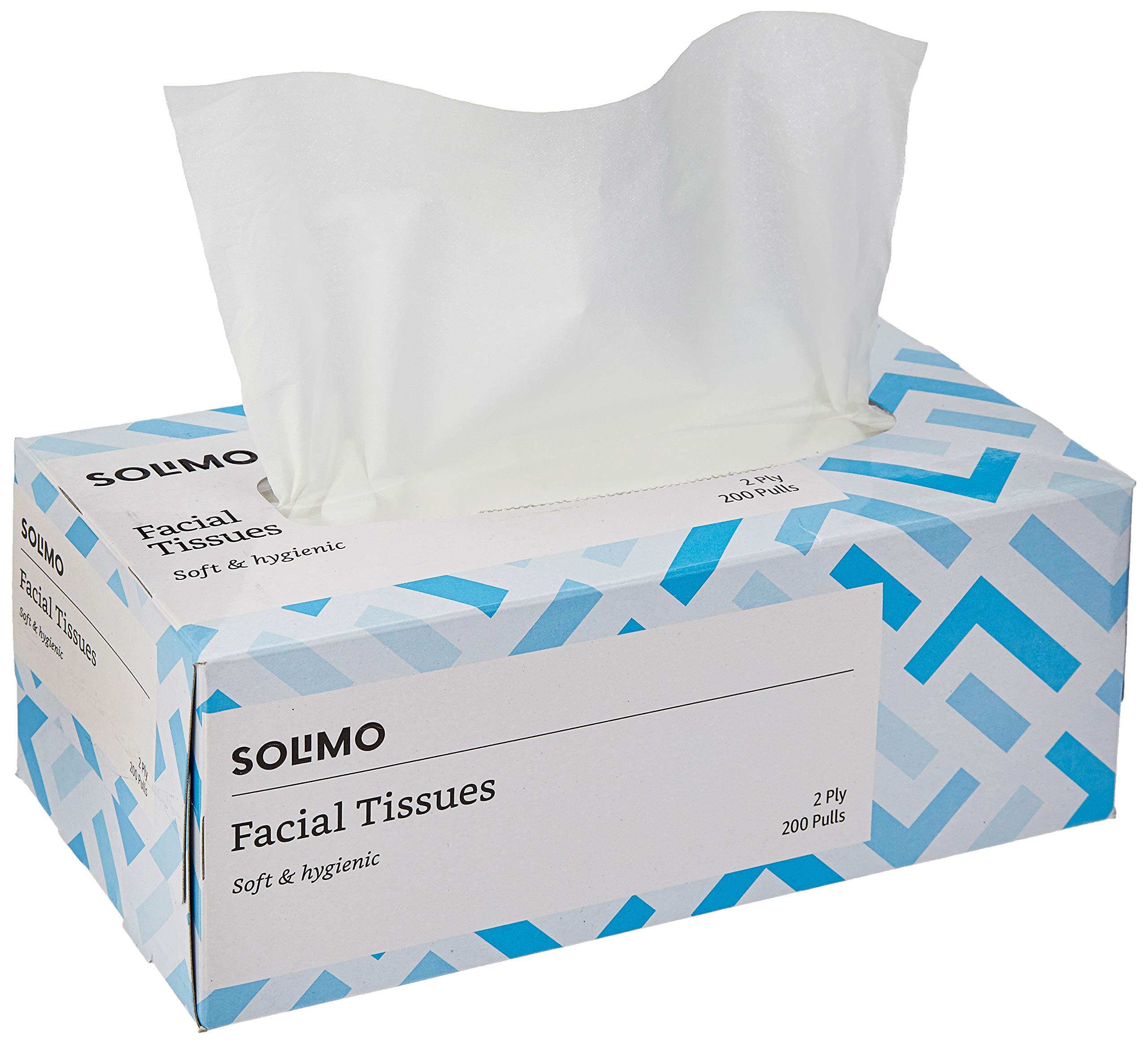 Amazon Brand - Solimo Amazon Brand - Solimo 2 Ply Facial Tissues Carton Box - 200 Pulls (Pack of 3) & Amazon Brand - Solimo 2 Ply Paper Napkins - 50 Pulls (Pack of 4)