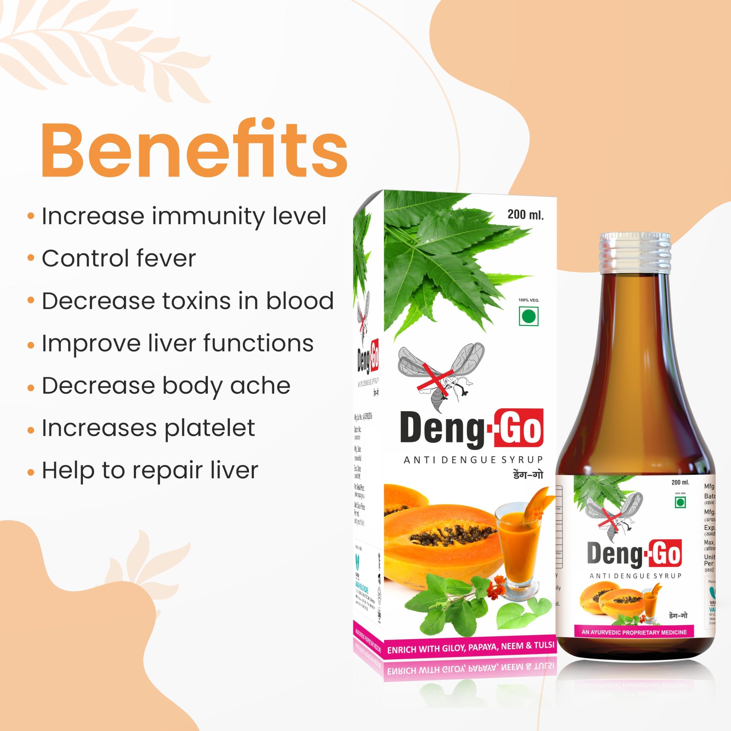 VARAH Varah Healthcare - Deng-Go Syrup | Ayurvedic Dengue Fever Relief | Den-Go Syrup for Dengue Treatment & Prevention | Herbal Dengue Medicine | 200ml