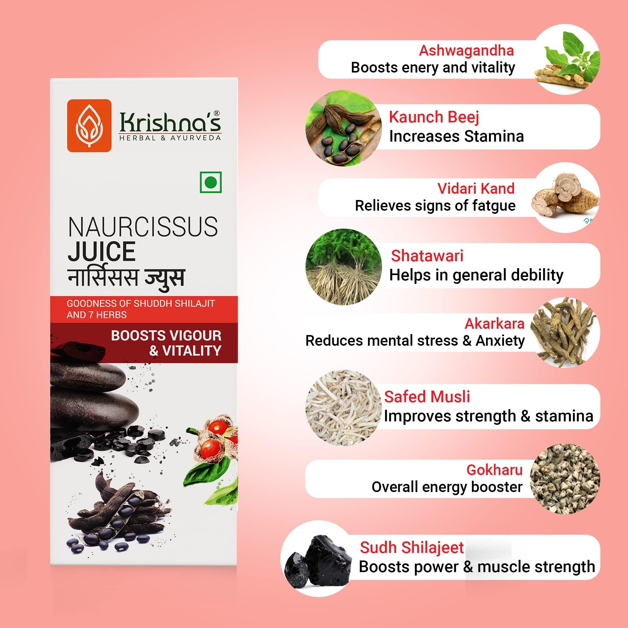 KRISHNA\'S HERBAL & AYURVEDA KRISHNA\'S HERBAL & AYURVEDA Krishna\'S Naurcissus Juice-1000 Ml Ayurvedic Ingredients Ashwagandha,Kaunch Beej,Vidari Kand,Shatawari,Akarkara,Safed Musli,Gokhru Etc Helps In Boosting Stamina