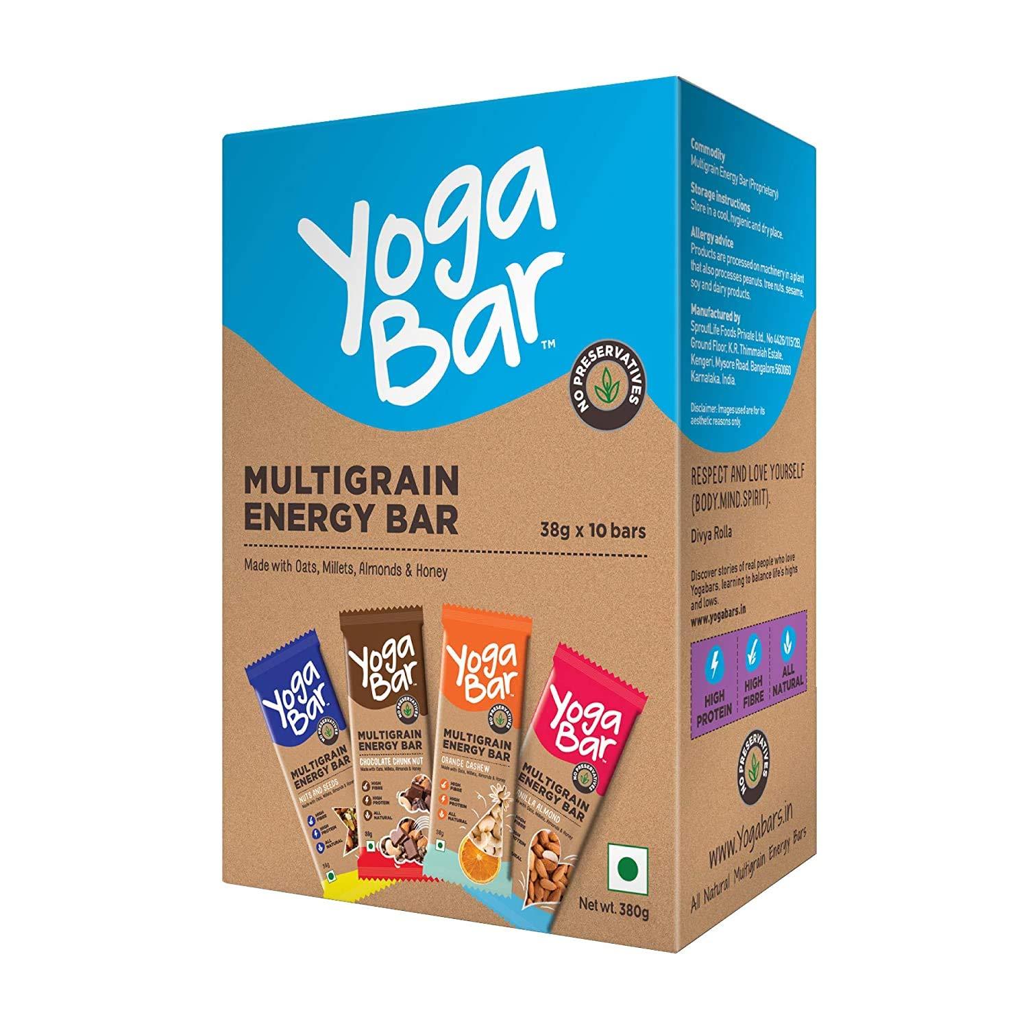 Yogabar Yogabar Multigrain Energy Snack Bars - ( Pack of 10 Bars ) | Dark Chocolate Flavour Premium Super Oats Combo Pack - 780gm