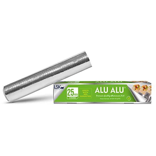ALUALU ALU ALU 25 New Aluminium Foil, Premium Quality, Keeps Food Fresh Always, Perfect for Food Wrapping, Packing, Storing and Serving (Pack of 1)