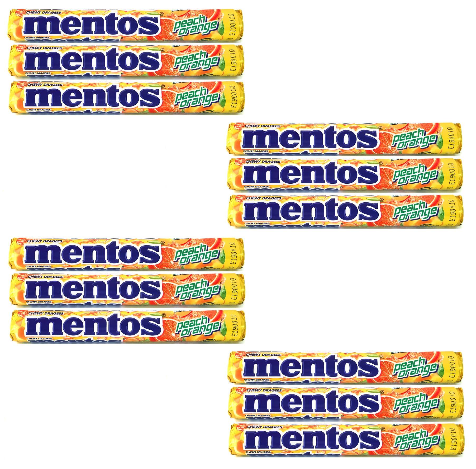 Astonished Retail Mentos Chewy Mint Candy Roll, Peach And Orange Mix Flavour Pack Of 12, (12x29g)