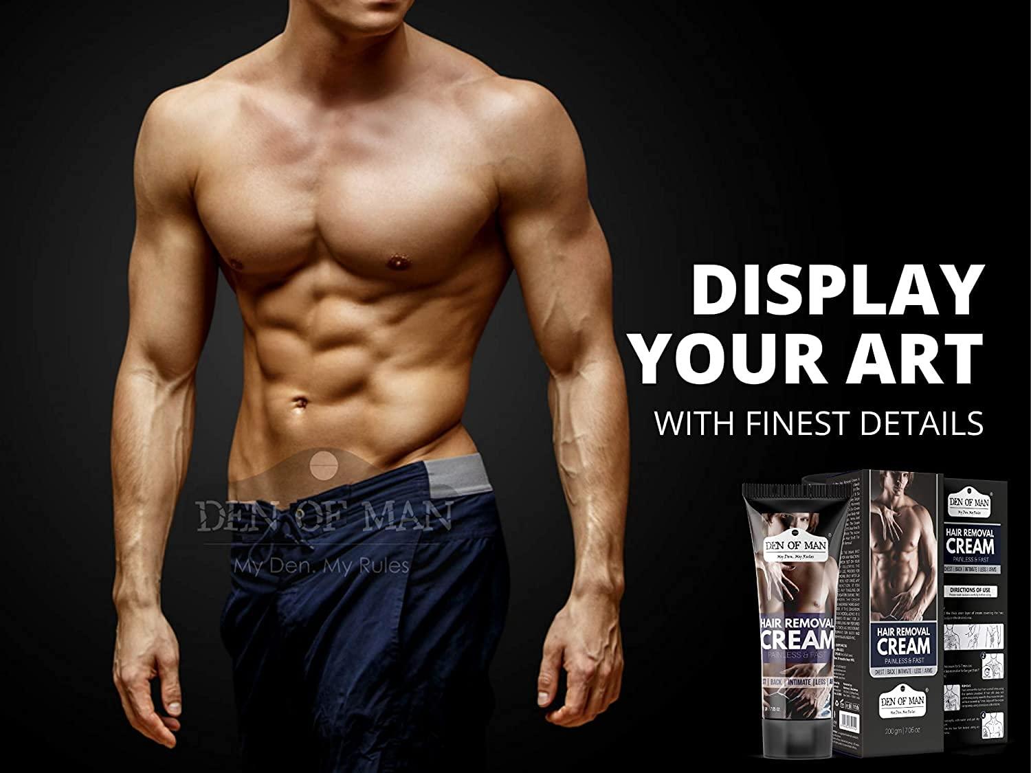 Den of Man Den of Man 200gm Hair Removal Cream + Natural Hair Growth Inhibitor Spray 100ml For Use After Hair Removal From Body & Face Minimizes Regrowth Safe For Men & Women