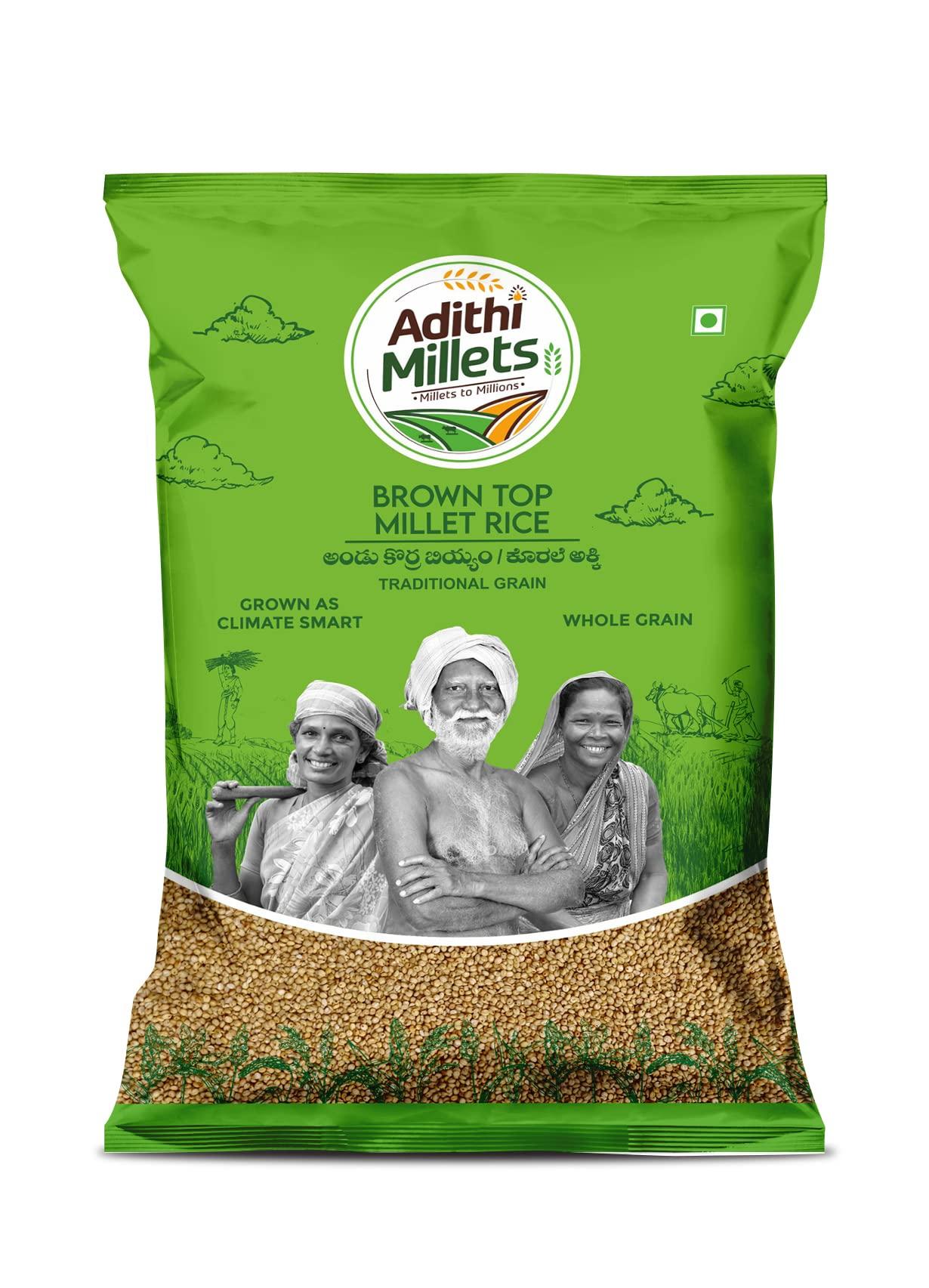 Adithi Millets Siridhanya 1.5kg BrownTop,Foxtail&Barnyard Milet 3packs 500gms whole grains organic Combo pack unpolished Siridhanya Millets Rice