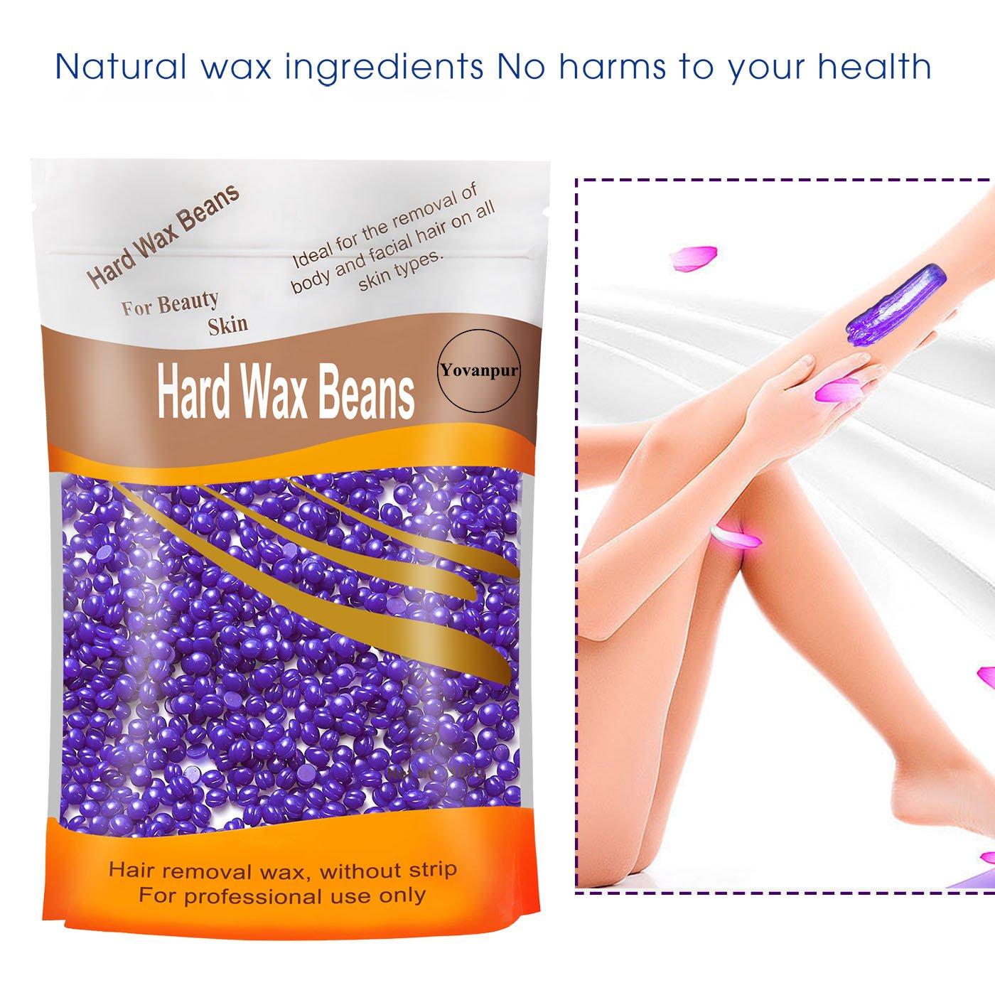 Yovanpur Yovanpur Women Hair Removal Hard Wax Beans Hard Body Wax Beans For Facial Arm Legs 300G/Bag With 10Pcs Wax Spatulas (Lavender)