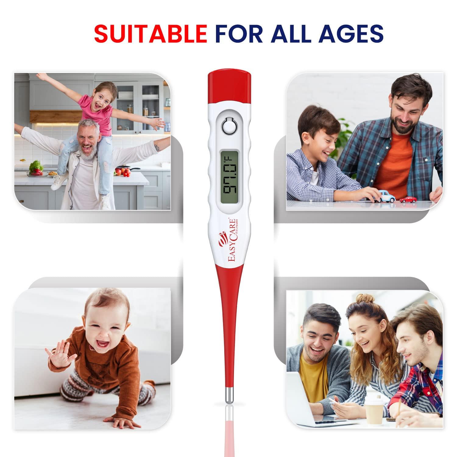 EASYCARE EASYCARE (EC5130) Waterproof Flexible Tip Digital Thermometer with Storage Case - Fever Alarm, Accurate & Reliable Temperature Measurement - Convenient and User-Friendly