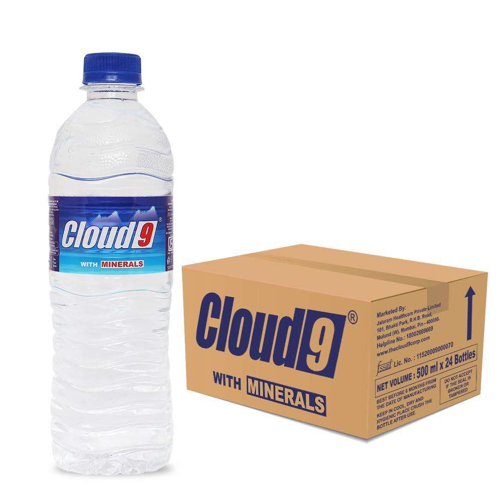 Cloud9 Cloud9 Packaged Drinking Water | Minerals Water 500ml | Pack Of 24 Bottles [Price Including Courier Charges]