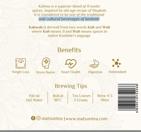Matson Matson Kashmiri Zaffrani Kahwa Sugar Free | Instant Premix Powder | 250 gm | Saffron | SugarFree Kehwa | Kashmiri Kahwa | Shahi Kehwa | Saffron Tea | Qahwa |Sugar Free