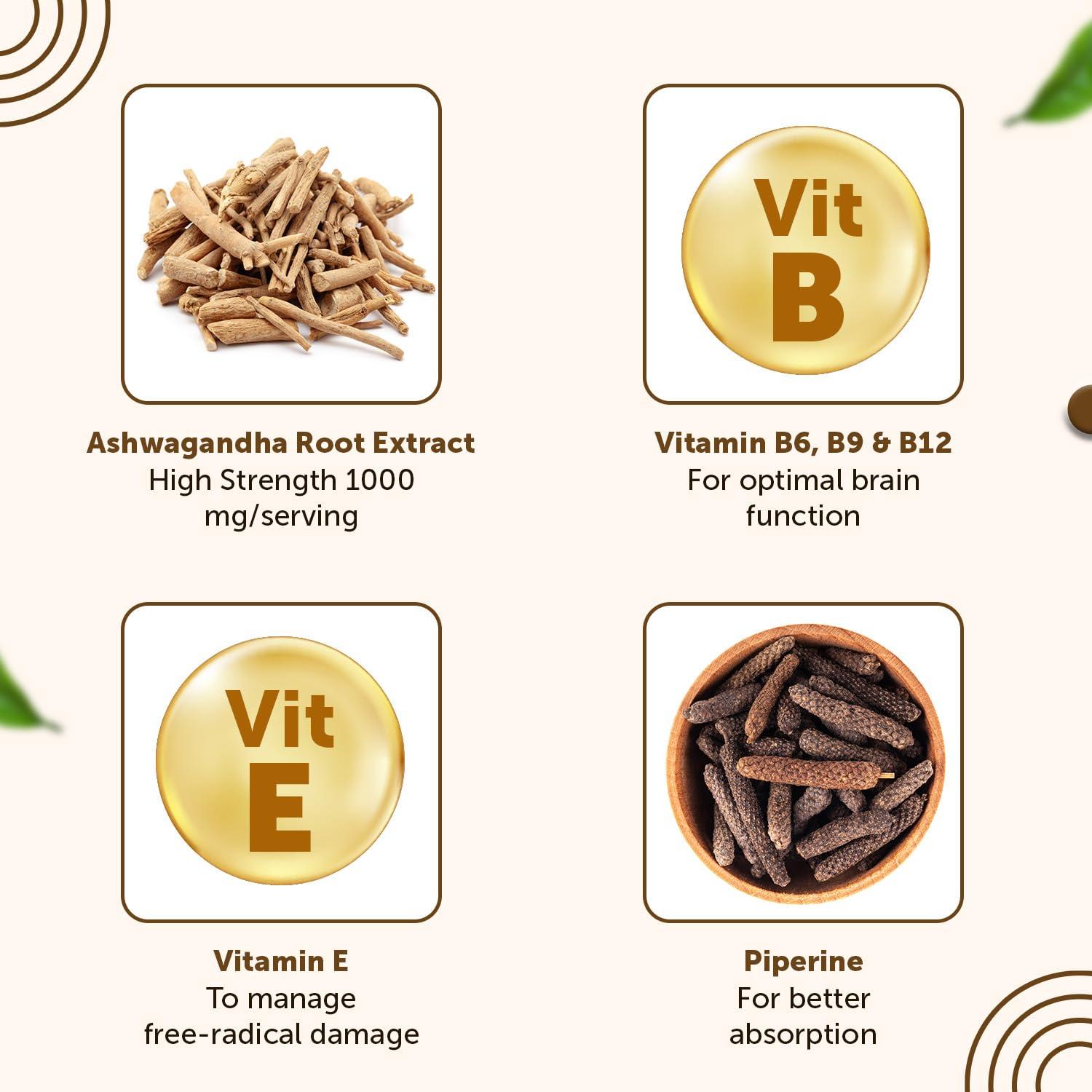 Neuherbs Neuherbs Ashwagandha 1000 Plus [Manage Anxiety & Stress Relief] Enhanced Absorption & Antioxidants Rich with vitamin E & B-complex for General wellness, Immunity Booster & Improve Vigour - 60 Tabs