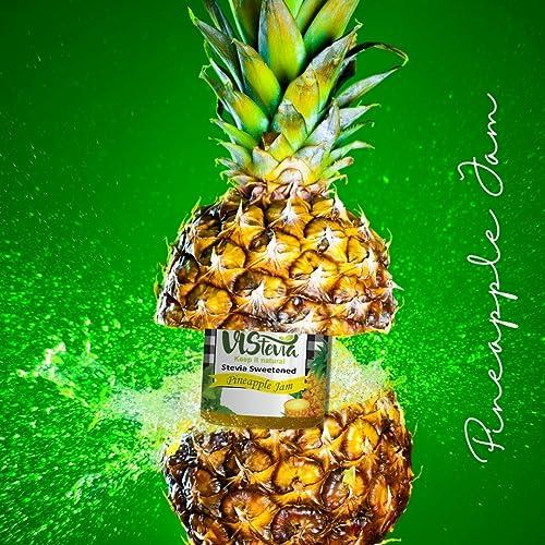 VISTEVIA Vistevia Sugar Free Pineapple Jam, Diabetic and Keto Friendly - Sweetened Naturally with Stevia, More Than 60% Pineapple Content - Tastes Delicious - Pack of 1 (220GM)