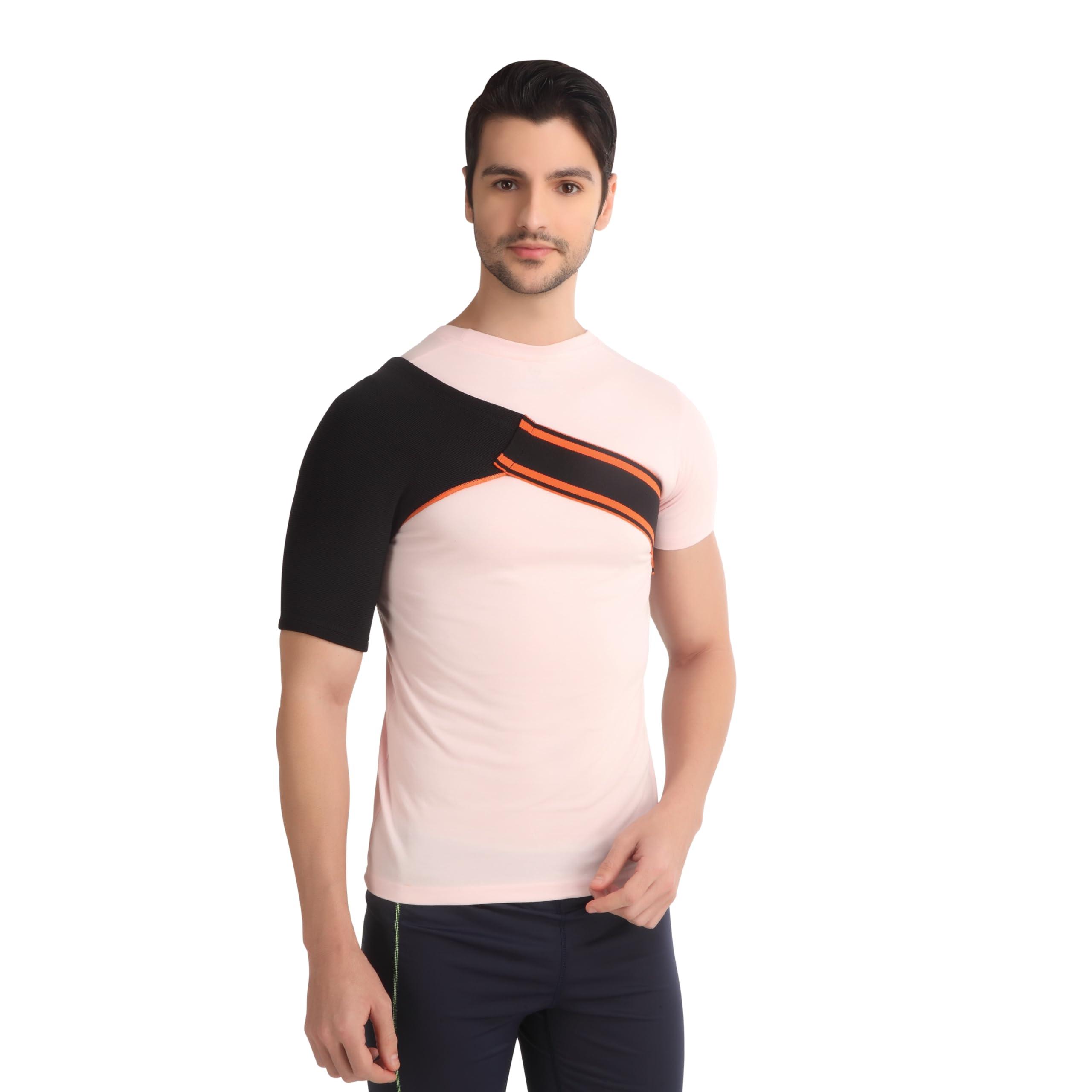 Flamingo Flamingo Shoulder Support With Adjustable Stretch Strap Wrap Belt | Suitable To Rotator Cuff, Dislocated AC Joint, Shoulder Pad, Shoulder Pain| Black | X-Large