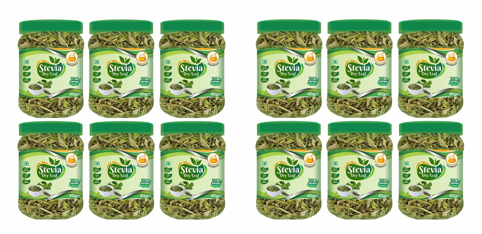Vaghbhatt Vaghbhatt Natural pure Stevia Dry Leaves/Zero Calorie leaves/Natural stevia dry leaves/Sugar free Sweetener Extract (40g) (Pack of 12)