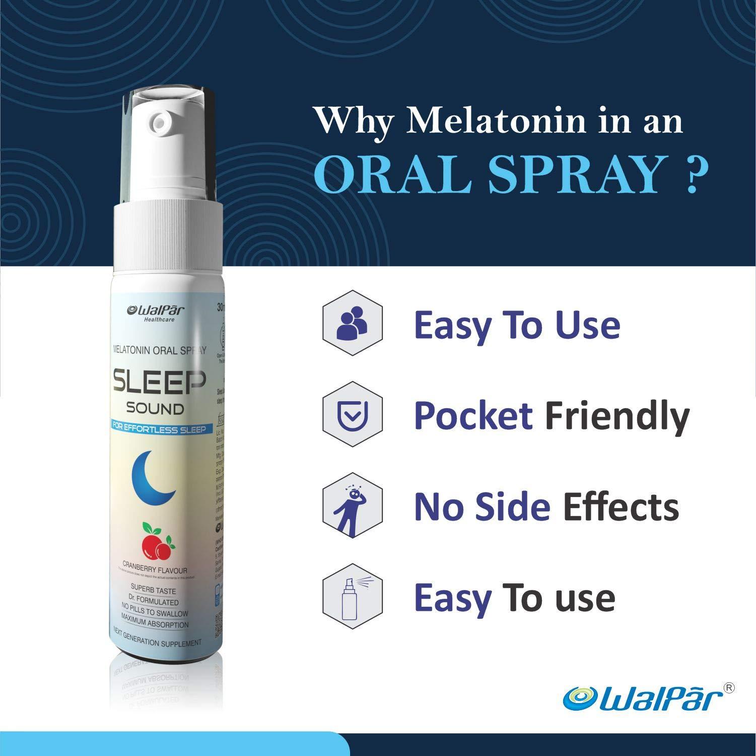 WALPAR WALPAR Sound Sleep Melatonin Oral Spray for effortless sleep Cranberry Flavour 30 ml - PACK OF 2
