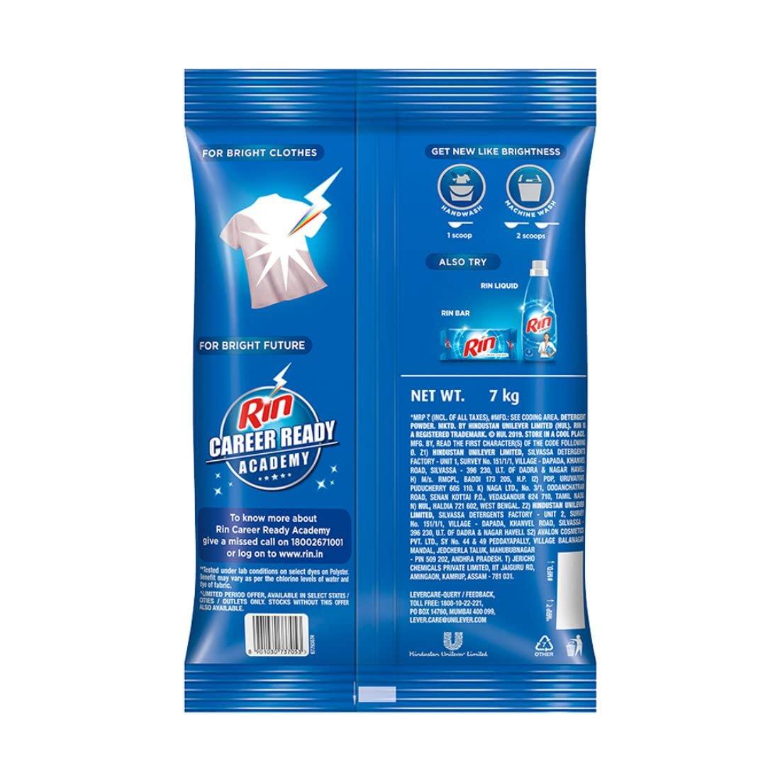 RIN RIN Advanced Detergent Powder 7 Kg & Ala Fabric Whitener 500 Millilitre