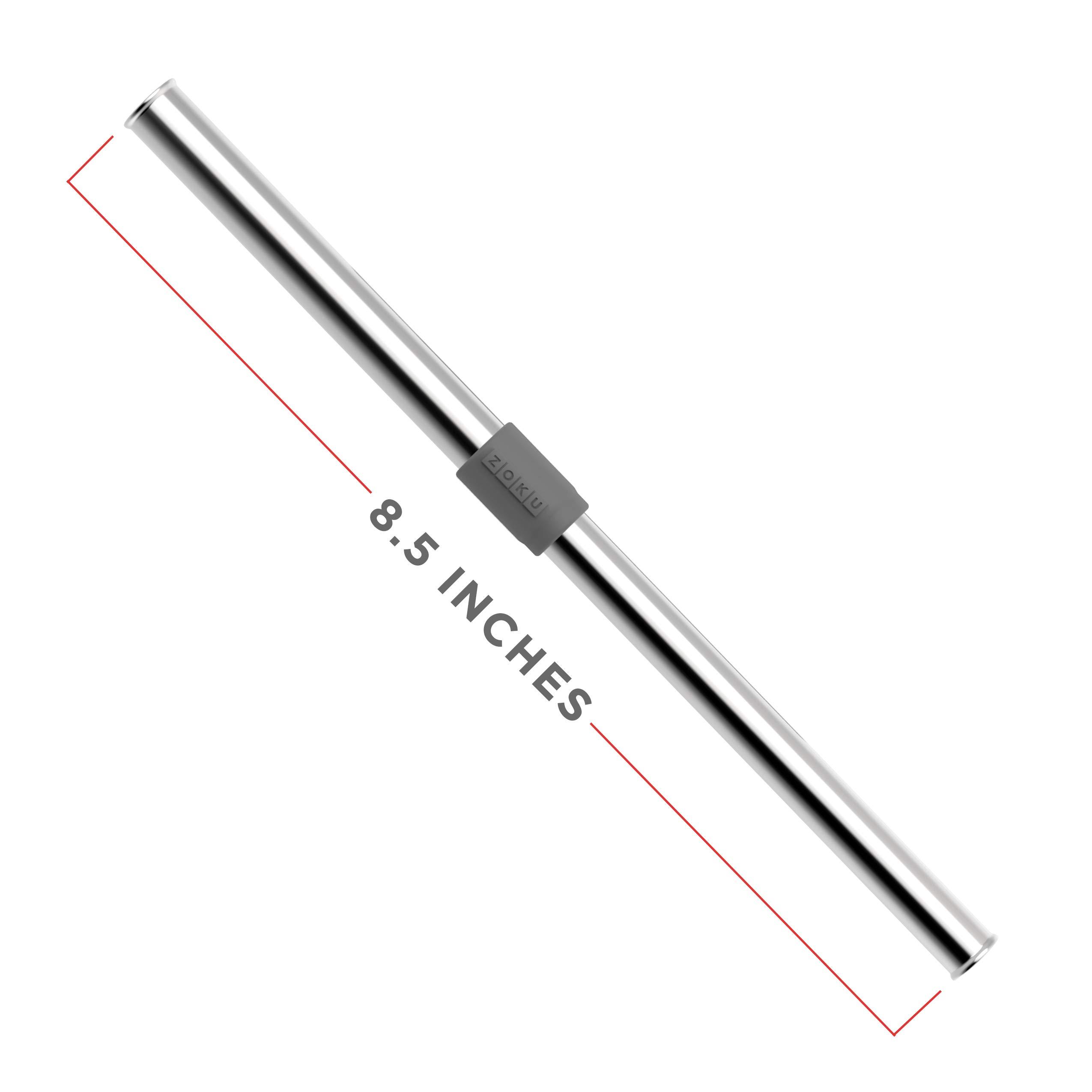 Zoku ZOKU - Jumbo Pocket straw with Case For \"thinKitchen\": , for Travel, Work and On the Go, Collapsible Stainless Steel Metal Straw with Silicone Mouthpiece, Ideal for Key Chains, Pockets, Purses and More (Charcoal Pocket Straw)