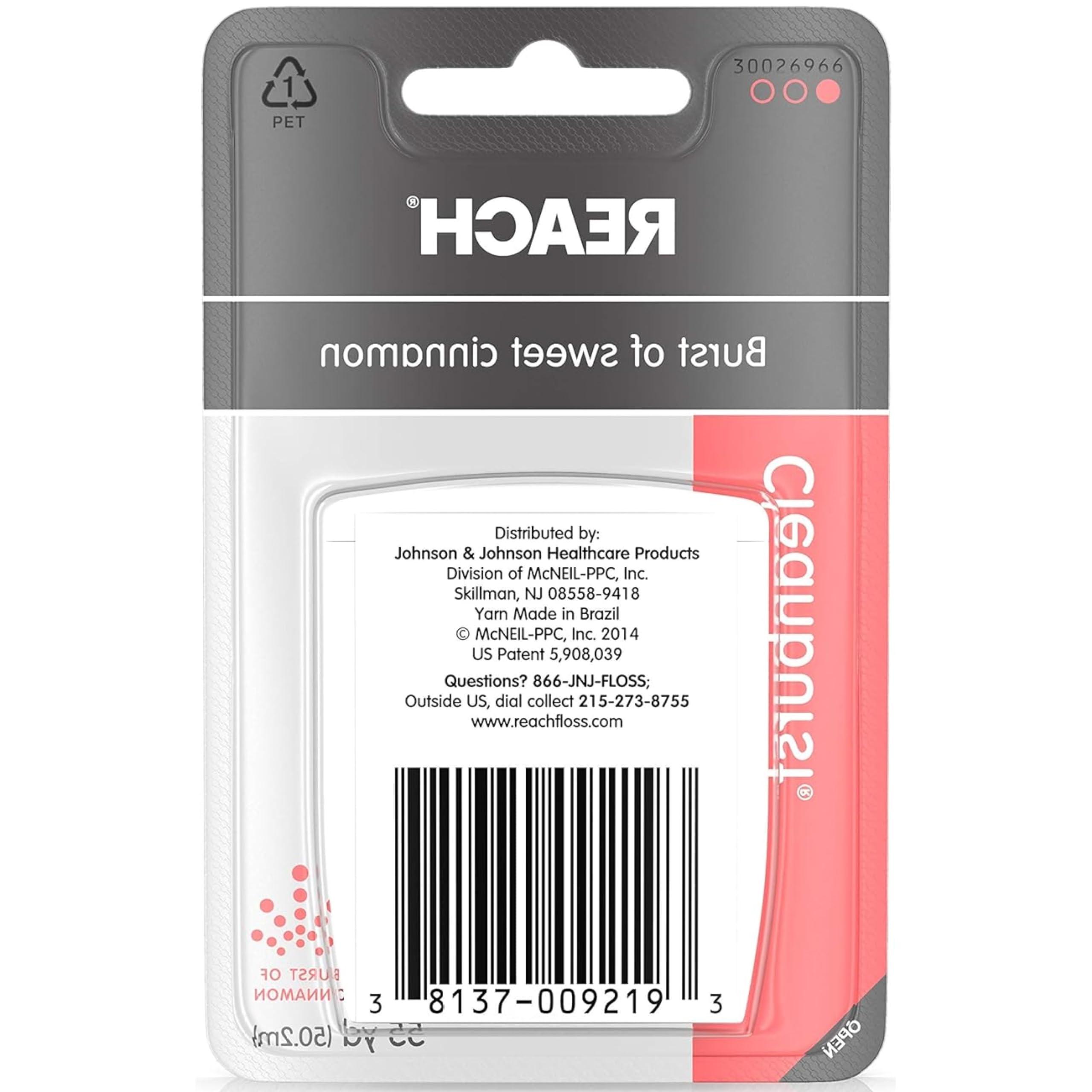Reach J&J Dent Fls Cin Wax Size 55yd Reach Clean Burst Cinnamon Waxed Floss
