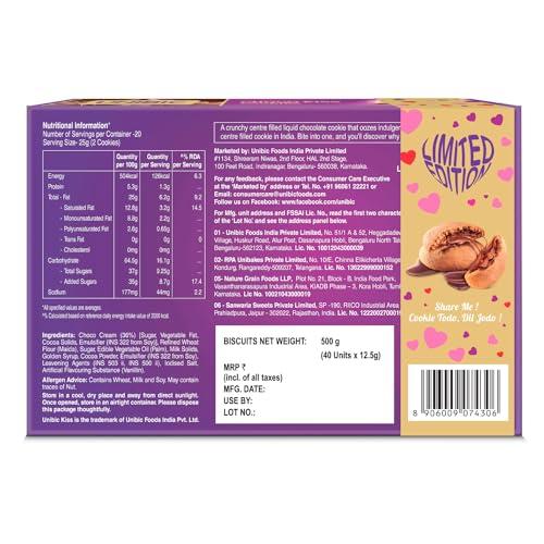 Unibic Foods India Pvt Unibic Choco Kiss | Limited Edition Choco filled Cookies | Valentine\'s Delight | Perfect Valentine\'s Gift | 500gram|Chocolate