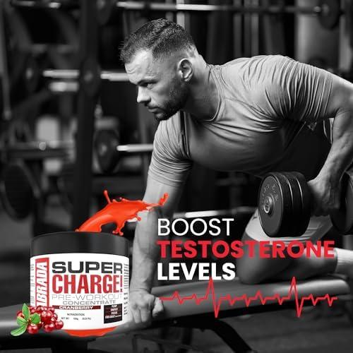 Labrada Labrada Super Charge Pre-Workout Concentrate 150g, Cranberry (30 Servings | 0.75g L-Arginine |375mg L-Citrulline Malate |2g Beta Alanine | 150mg Caffeine Anhydrous | 250mg Ashwagandha Extract)