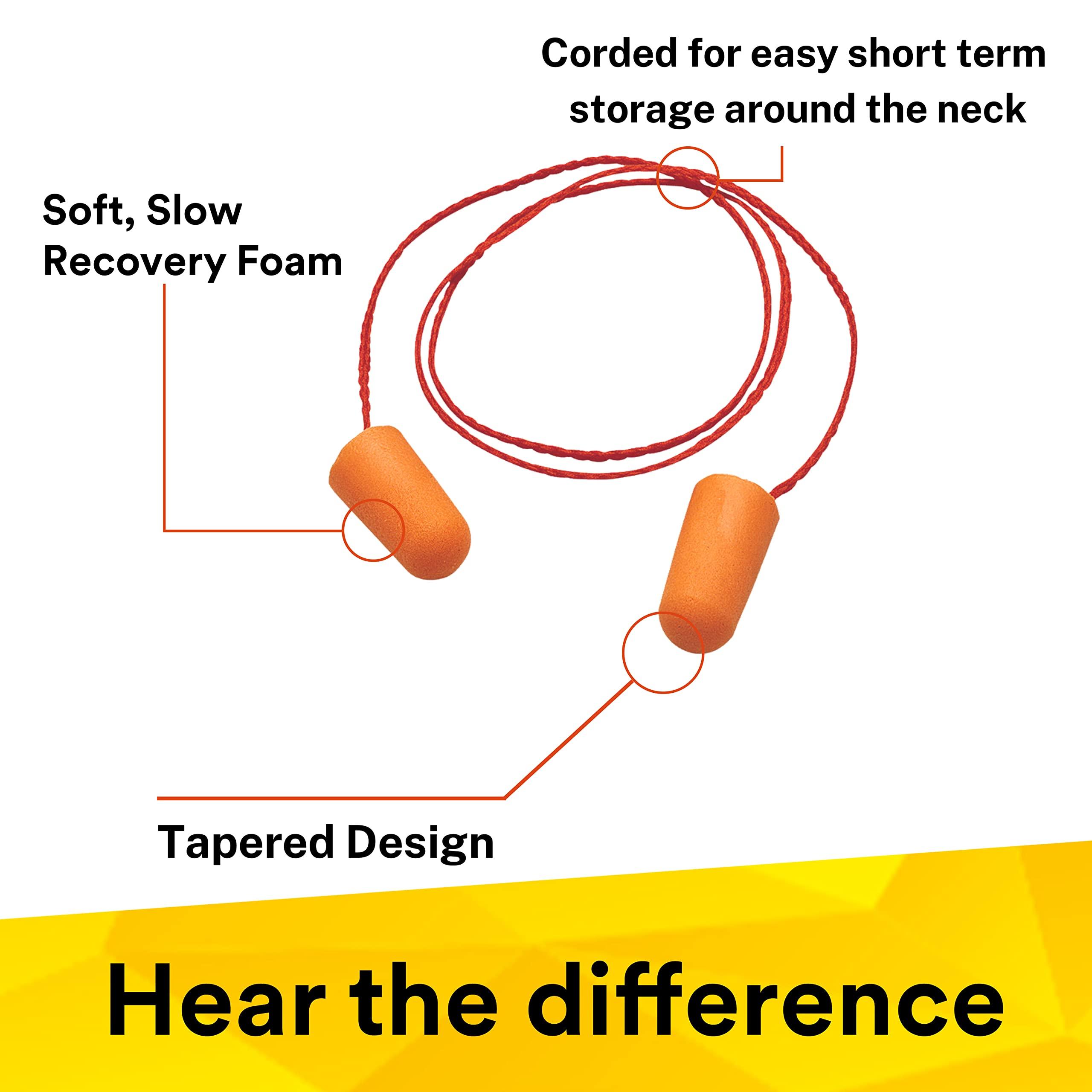 3M 3M 1110 Ear Plugs Corded, Extra Soft, Reusable Earbuds Noise Cancellation, Soundproof Earplug Use For Underwater, Meditation, Study, Flight Travel, Sleeping, Sound Block Up To 29 Decibel (Pack of 20)