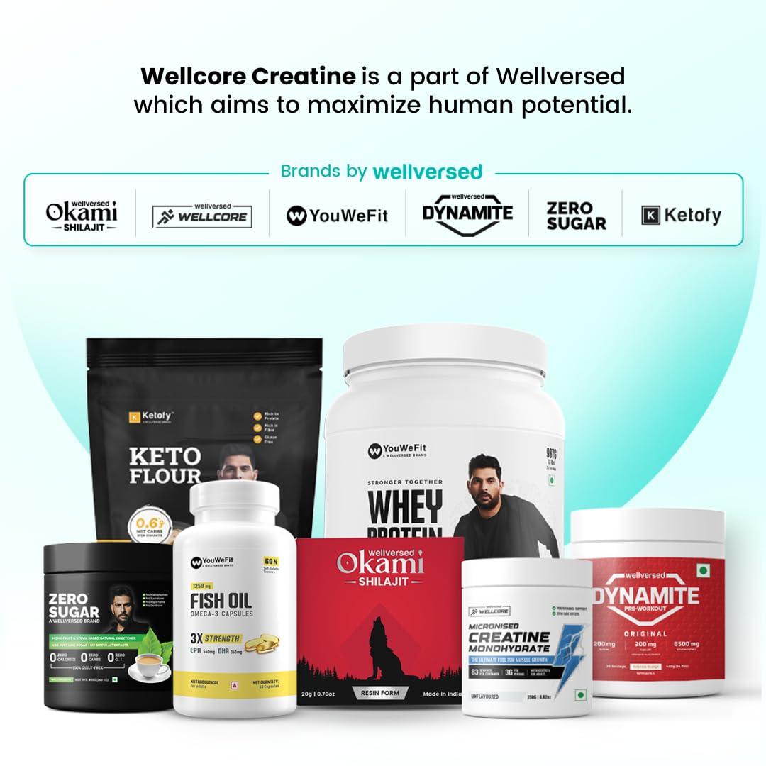 Wellcore Wellcore - Pure Micronised Creatine Monohydrate (Tropical Tango, 2X83 Servings)|Rapid Absorption|Enhanced Muscle strength & Power, Powder, 2 count