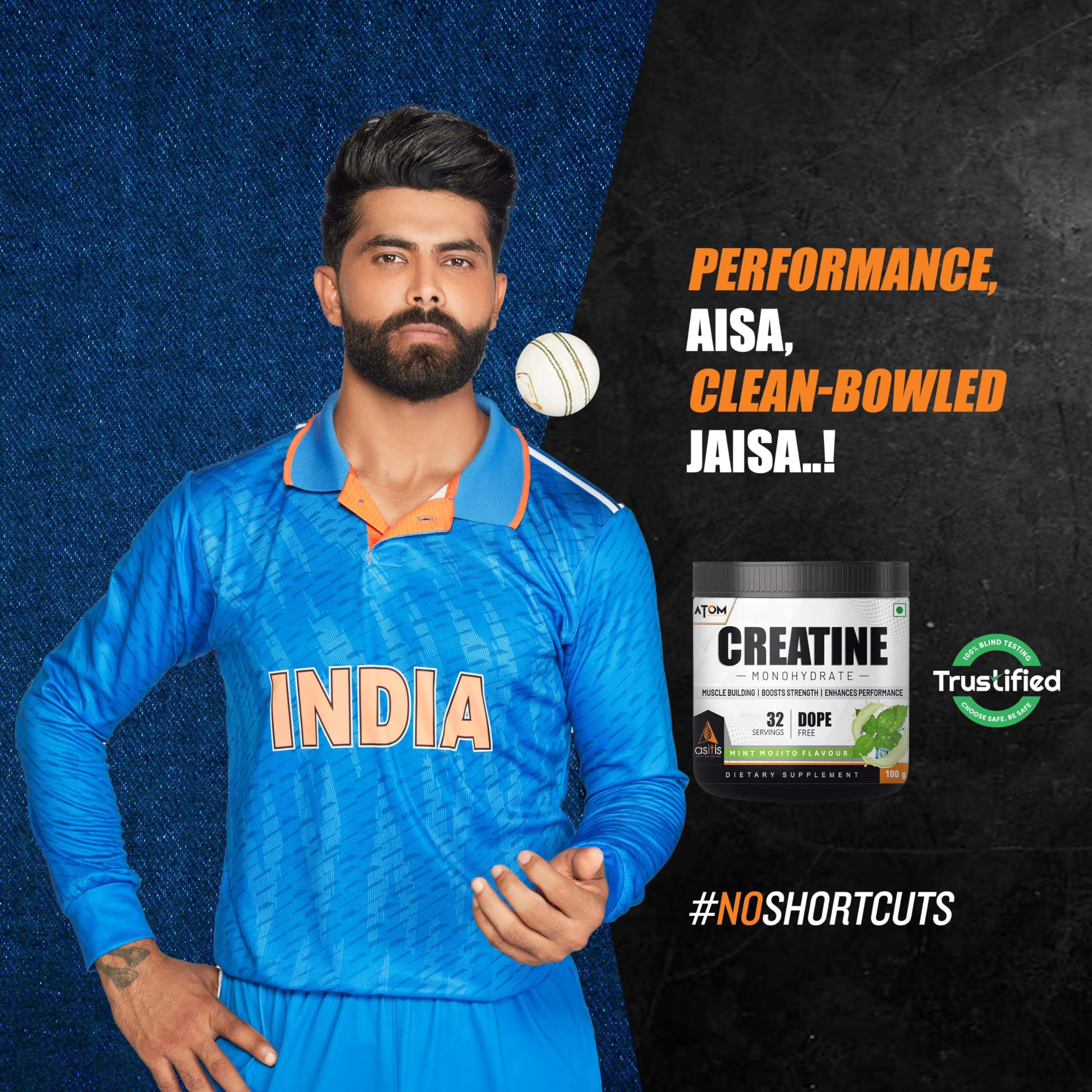 Asitis Nutrition Asitis Nutrition ATOM Creatine Monohydrate 100g - 32 Servings, Classic Rose, Dope Free, Enhances Performance, Promotes Muscle Gains, powder, 1 count