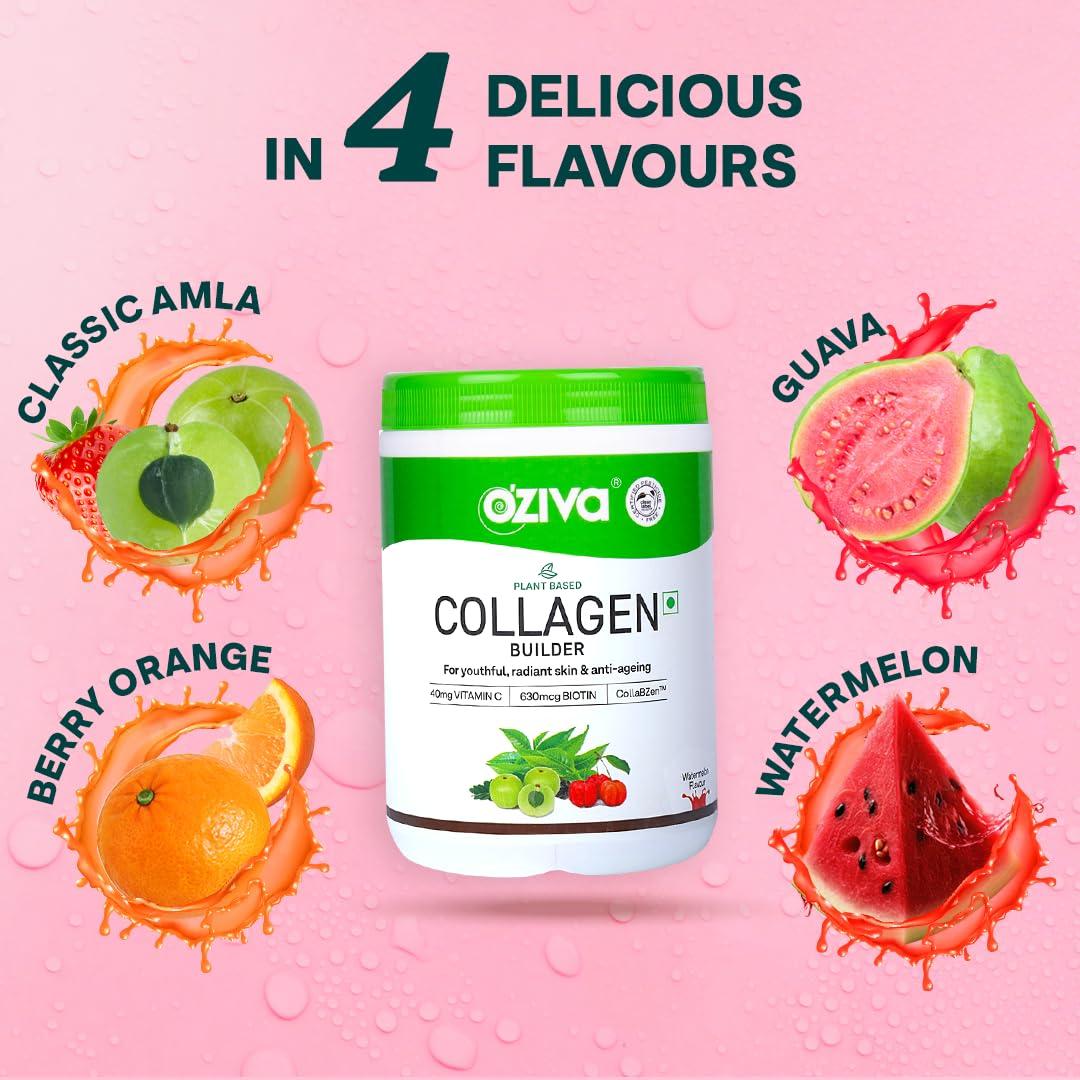 OZiva OZiva Vegan Collagen (Tangy Amla) with Biotin & Vitamin C For Brighter & Youthful Skin | Collagen Supplement For Women & Men | Plant Based Collagen Powder | Certified Vegan 250g (Pack of 2)