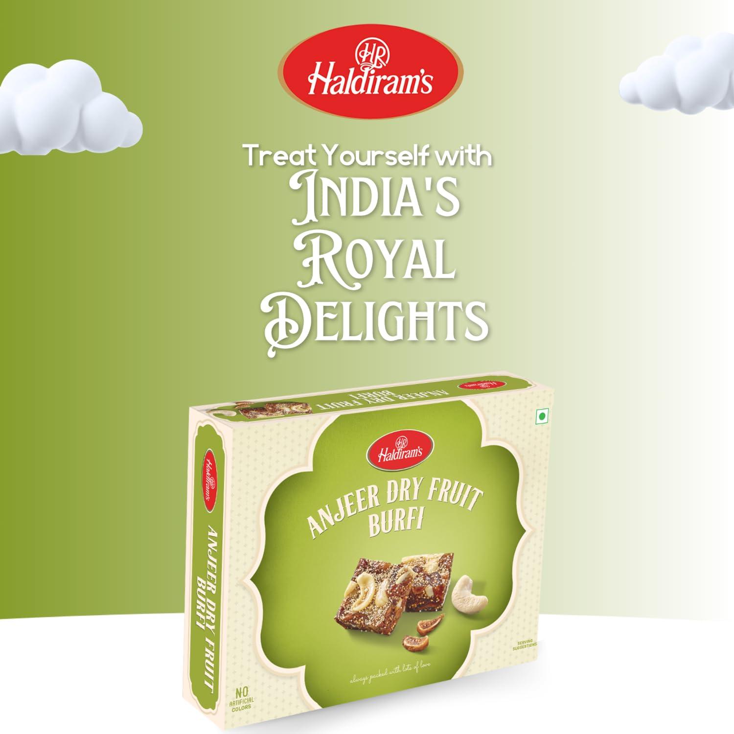 Haldiram’s Haldiram\'s Anjeer Dry Fruit Burfi 400g | Indian Mithai | Anjeer Barfi | Premium Handcrafted Traditional Sweets | No Artificial Colours, Flavours and Preservatives | Indian Sweets Gift Pack | Pack of 1