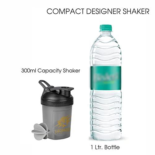 LEOPARD NUTRITION LEOPARD NUTRITION Gym Shaker/Sipper Bottle 400 ml, 100% Leakproof Guarantee, Ideal for Protein shake, Pre workout and BCAAs, BPA Free Material (Black Mini Shaker 300ml)