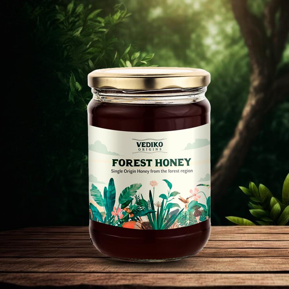 Vediko Origins Vediko Origins Farm Fresh Raw Forest Honey (1Kg) | 100% Pure And Natural Unprocessed Single Origin Basil Honey | Respiratory Booster | Chemical Free, No Sugar, No Adulteration