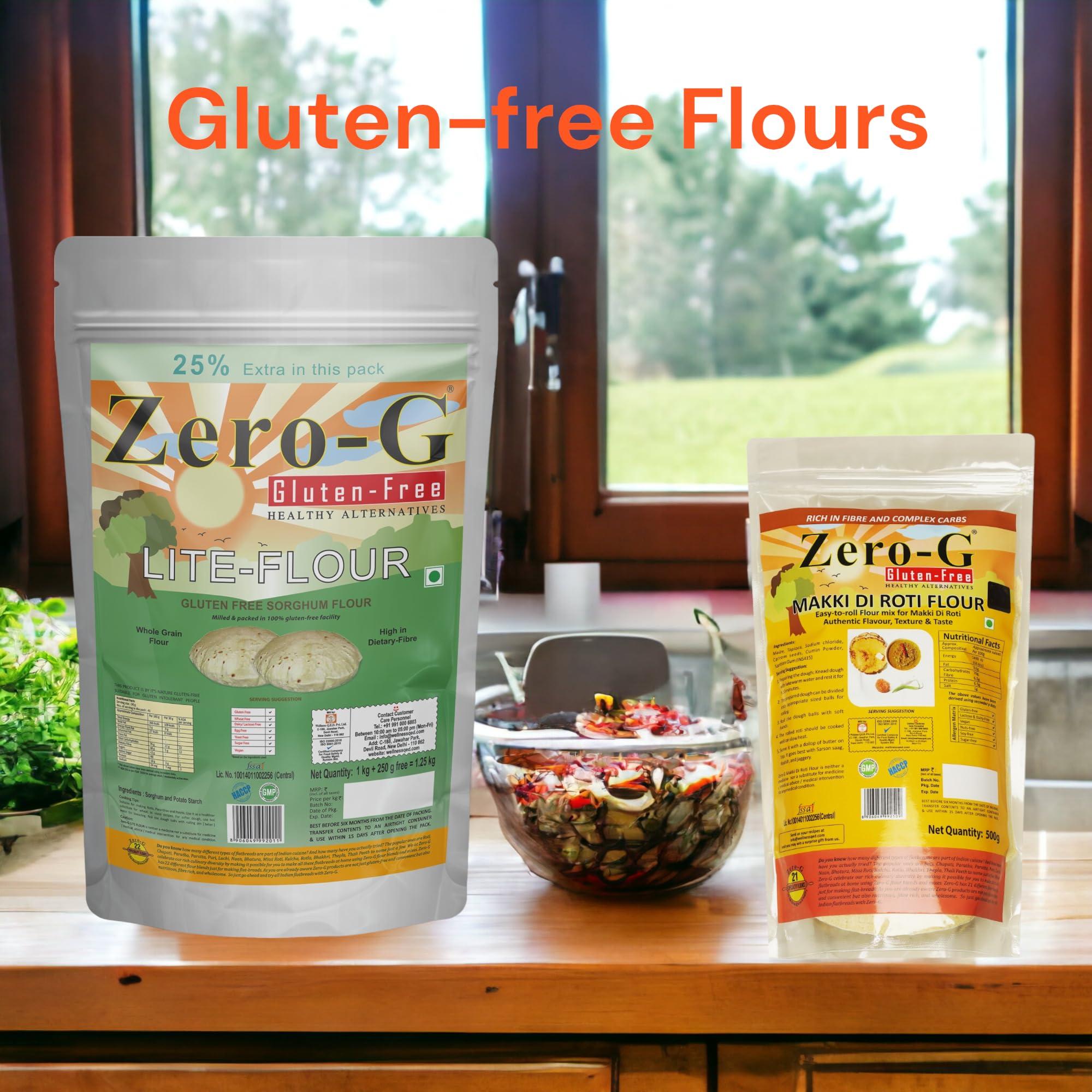 ZERO - G ZERO - G Gluten Free Lite Flour (1.25 Kg) + Zero-G Makki Roti Flour (500G) - Sorghum (Jowar) Atta For Perfect Rotis, Gluten-Free Makki Roti Flour Blend|All Purpose Gluten-Free Flour|High Dietary Fiber